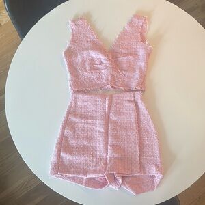 Zara Pink Tweed Shorts Skort Set